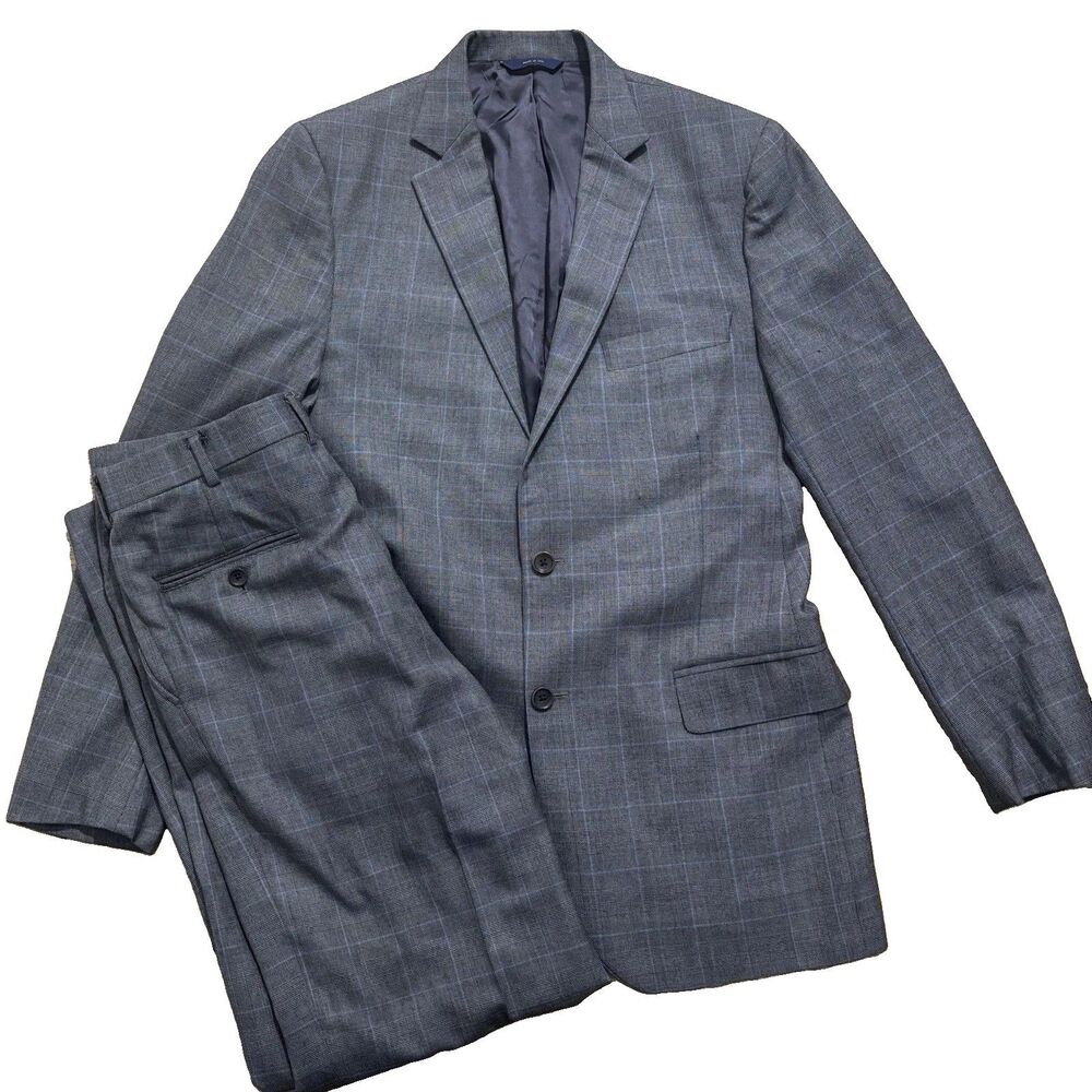 Brooks Brothers 1818 Fitzgerald Suit Sz 41L Pants 35x32 Gray Glen Plaid Wool